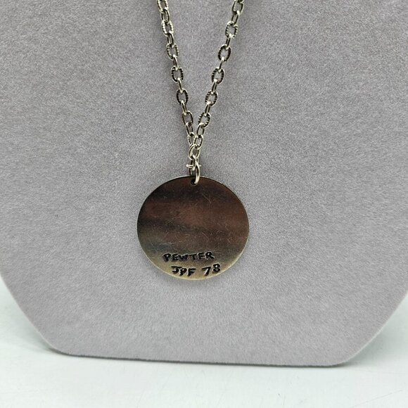 Vintage Pewter Sun Pendant Necklace 24" Chain Sunburst Design JPF 78 Unisex Jewe - Picture 3 of 7